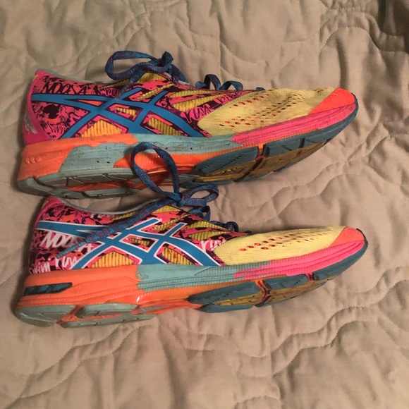 ASICS GEL NOOSA TRI 10 PINK YELLOW TURQUOISE WOMEN’s RUNNING SHOE - Picture 7 of 9